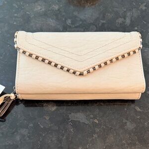 Jessica Simpson Cream Wallet Clutch with Tassel